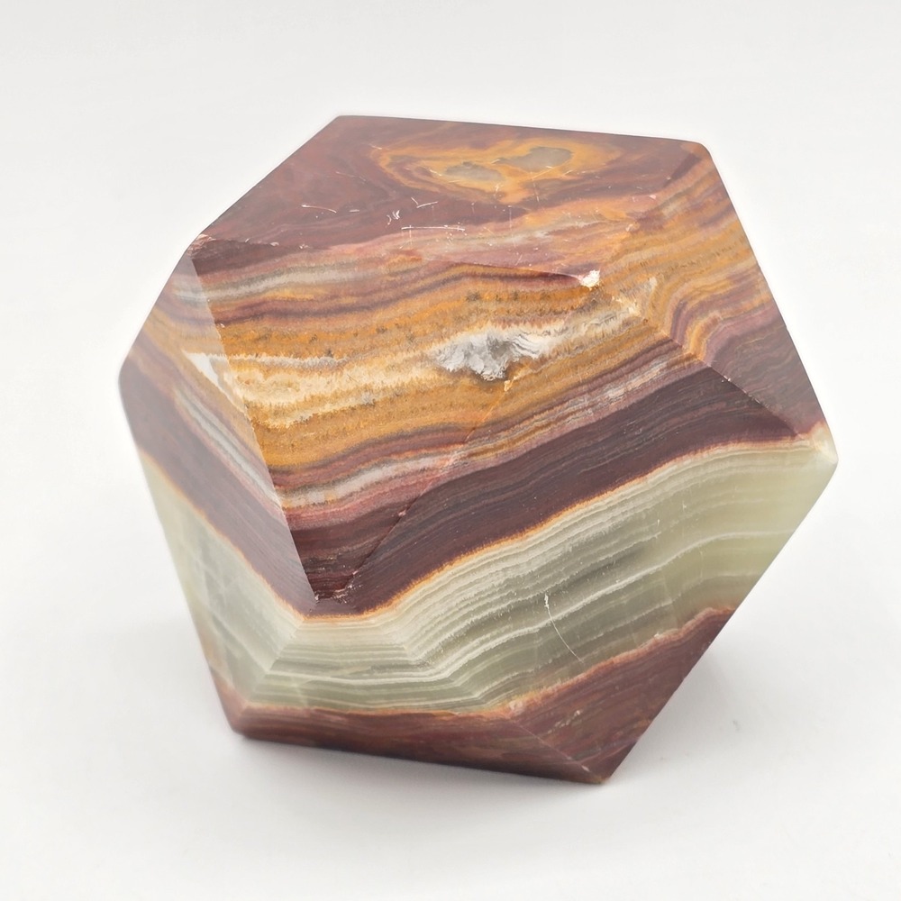 Polished Multicolor Banded Onyx Crystal Display Specimen Geometric Shape